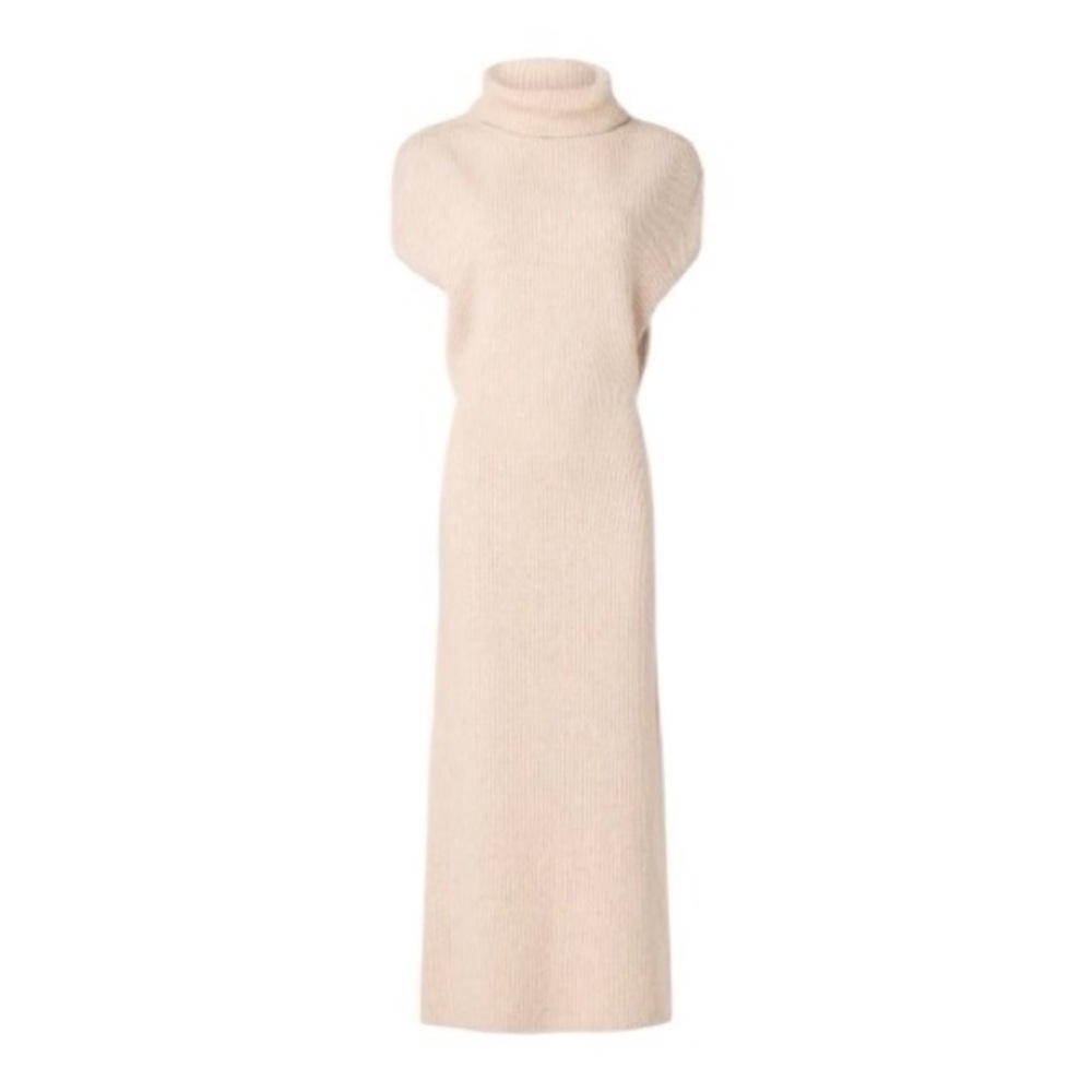 Splendid Blush Cream Knit Sleeveless Turtleneck Midi Dress - Picture 5 of 15